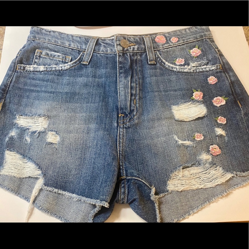FLYING MONKEY Embroidered Cut Off Denim Shorts NWT
